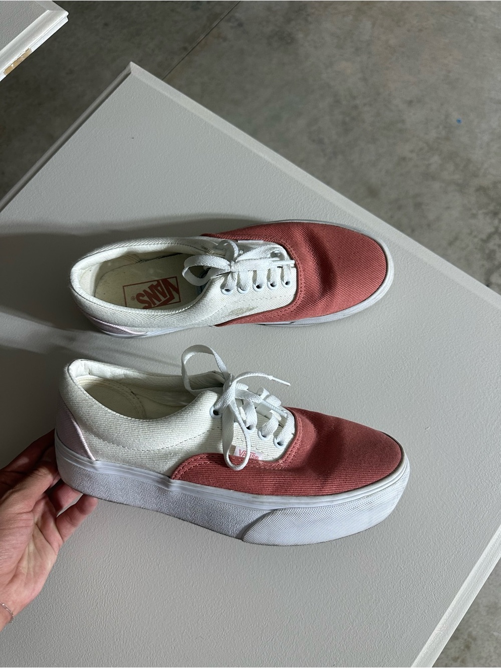 Vans Pink and White authentic platform Low-Top Sneakers